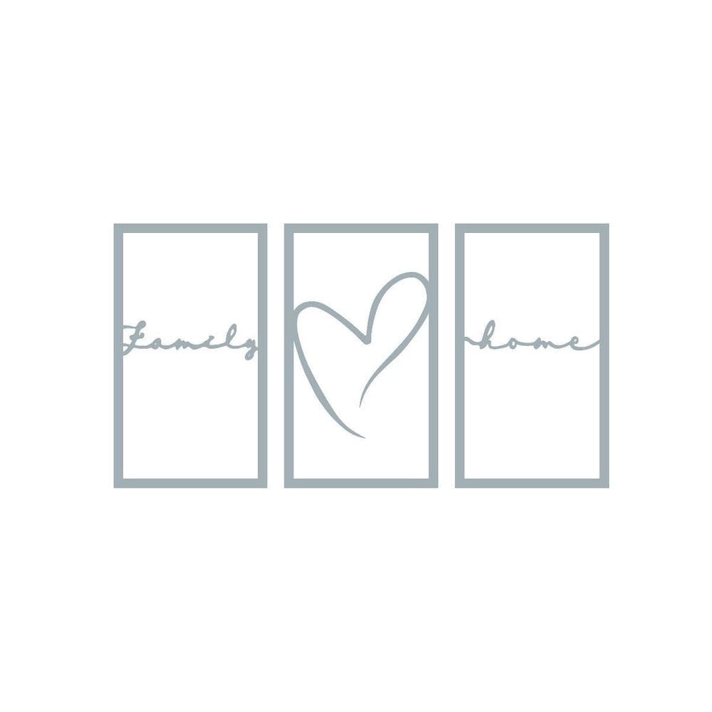 Quadro Decorativo Cinza Mdf Trio Family Home 40X20Cm