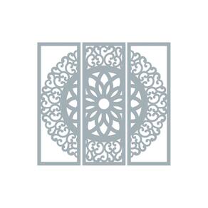 Quadro Decorativo Cinza Mdf Mandala Arabesco 40X20Cm