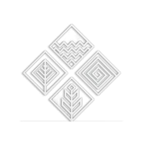 Quadro Decorativo Branco Mdf Quatro Elementos Maori 40X20Cm