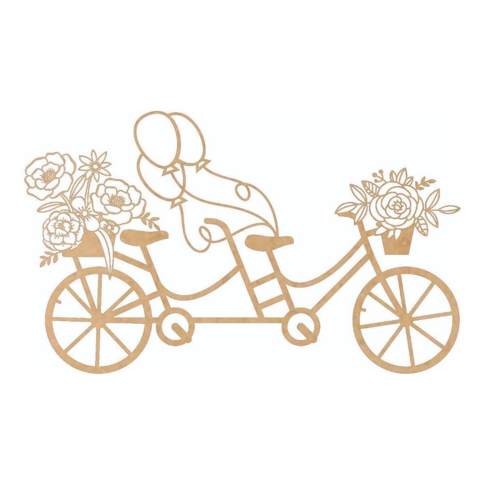 Quadro Decorativo Mdf Cru Bicicleta Floral 40X20Cm