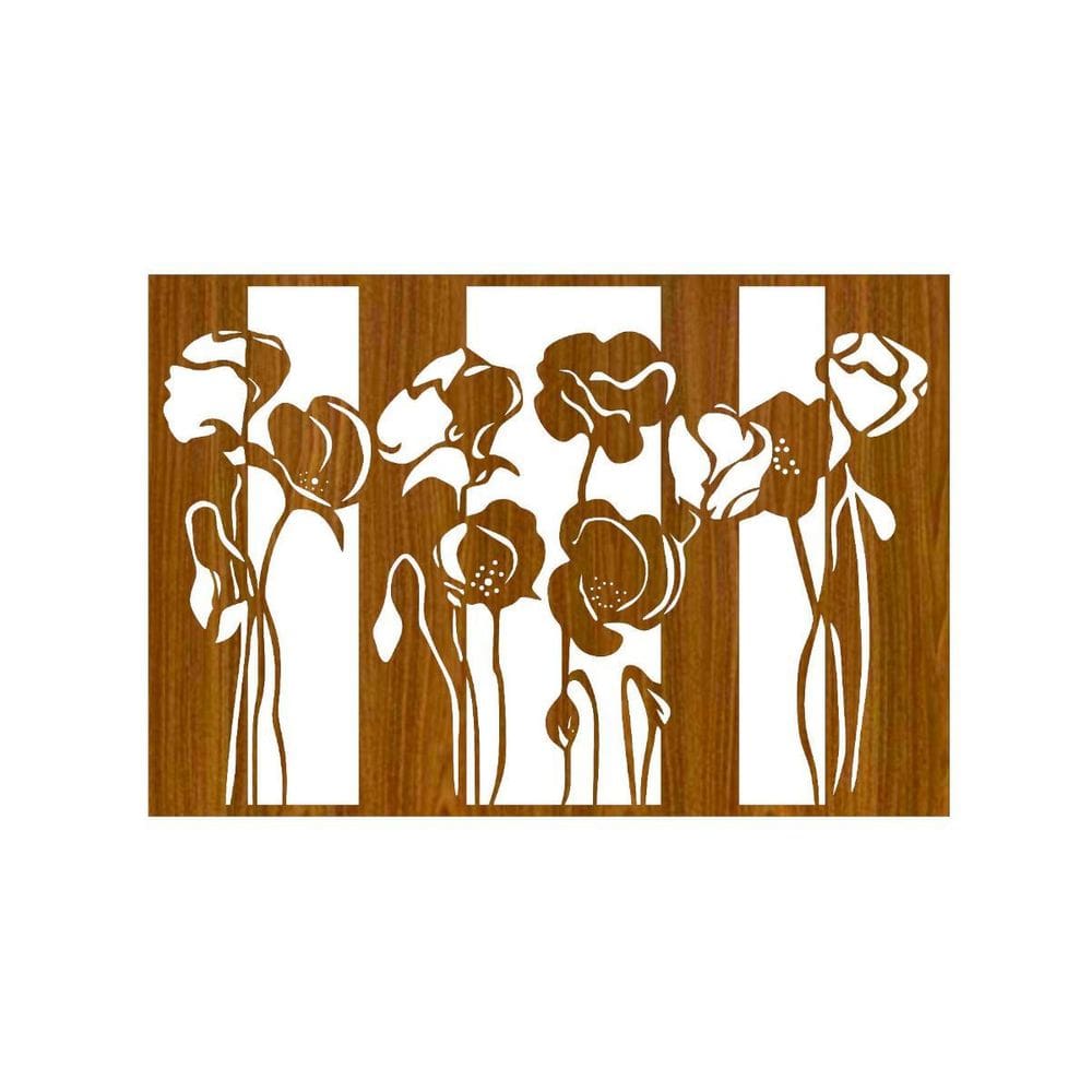 Quadro Decorativo Carvalho Mdf Flores 40X20Cm