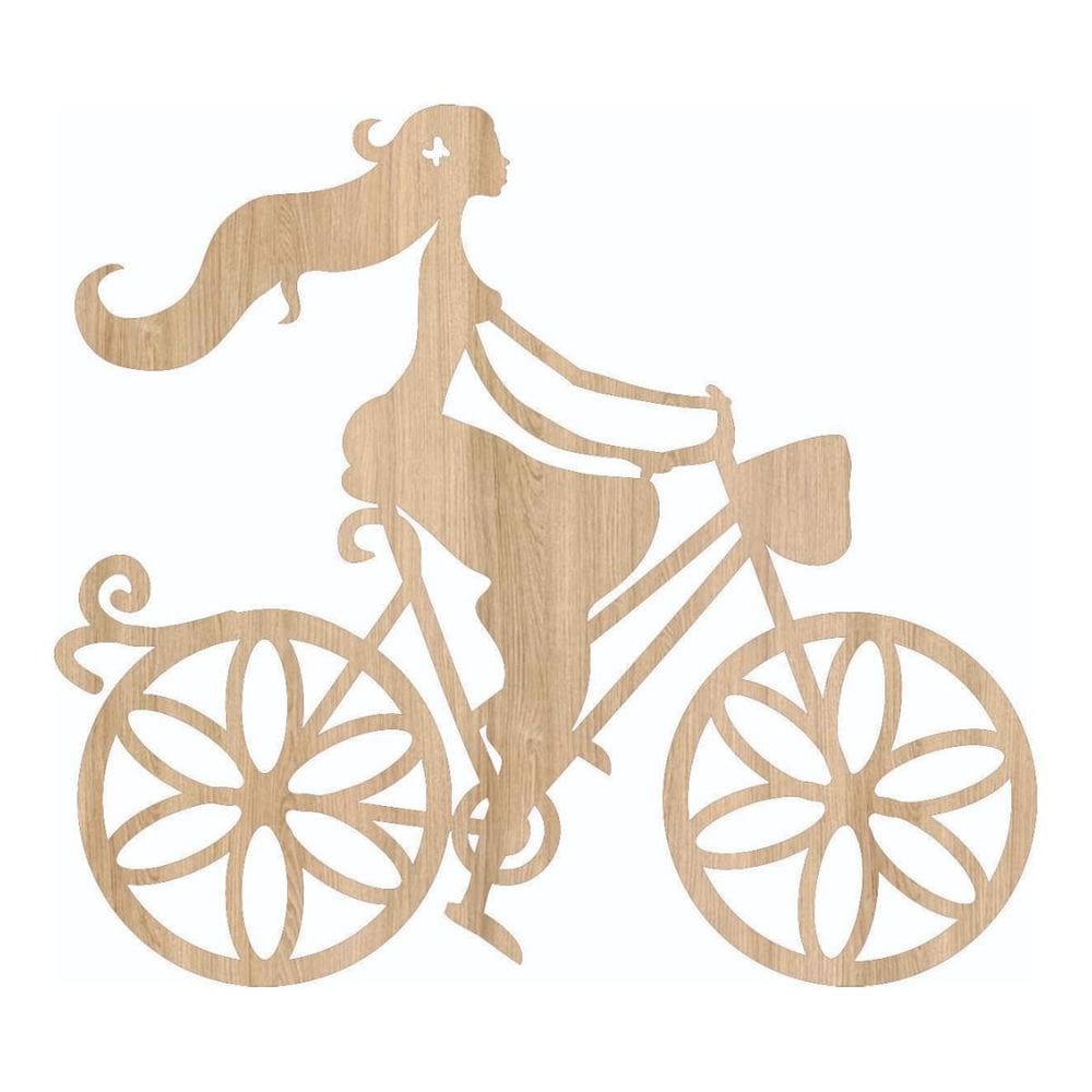 Quadro Decorativo Mdf Marfim Ciclista 40X20Cm