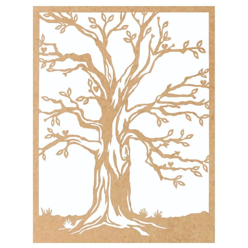 Quadro Decorativo Mdf Cru Árvore Na Floresta 40X20Cm
