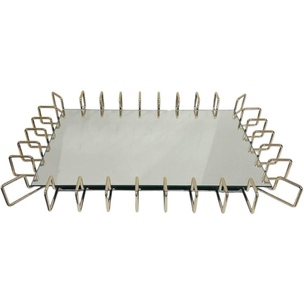 Bandeja Espelhada Dourada Retangular Decorativa para Lavabo Aparador Centro de Mesa Anfield