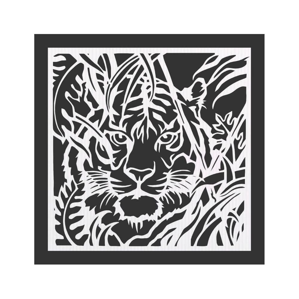 Quadro Decorativo Branco Mdf Tigre Selvagem 40X20Cm