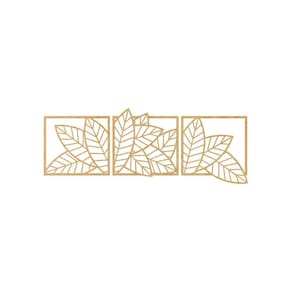 Quadro Decorativo Mdf Cru Trio Folhas Linear 40X20Cm