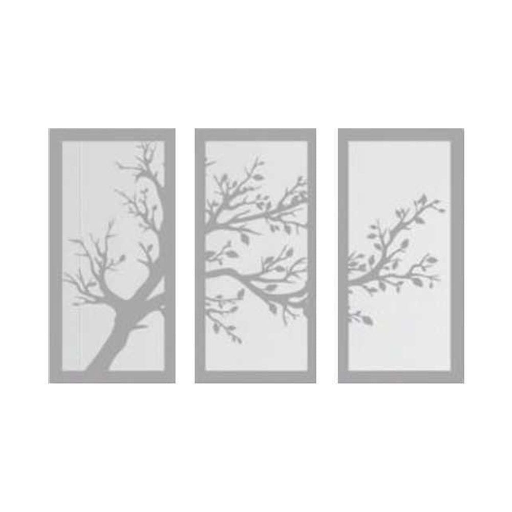 Quadro Decorativo Cinza Mdf Trio Arvores Outono 40X20Cm