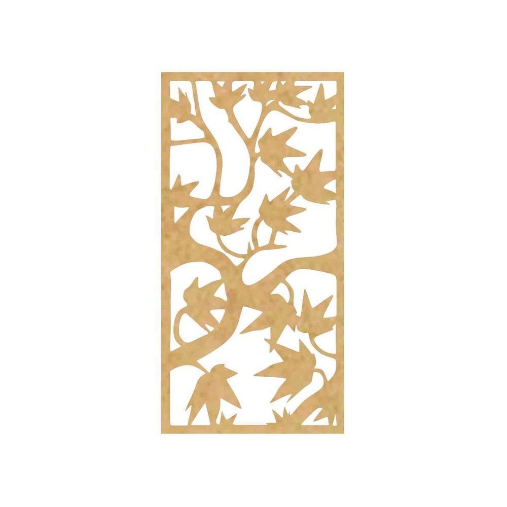 Quadro Decorativo Mdf Cru Folhas Selvagens 40X20Cm