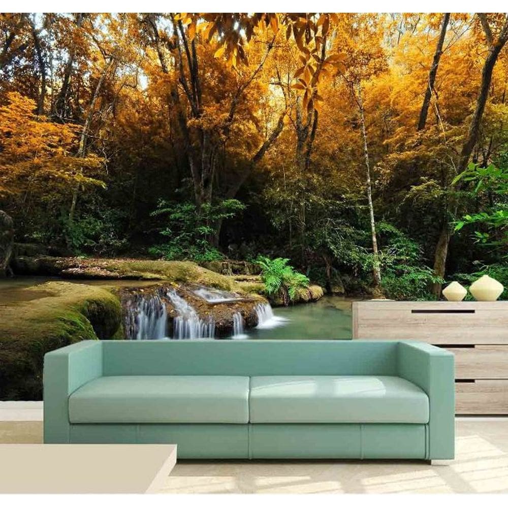 Papel Parede Painel Fotográfico Cachoeira 3D 3,75M² Na 019