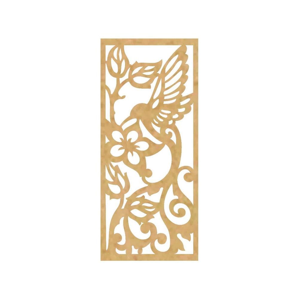 Quadro Decorativo Mdf Cru Beija-Flor Tribal 40X20Cm