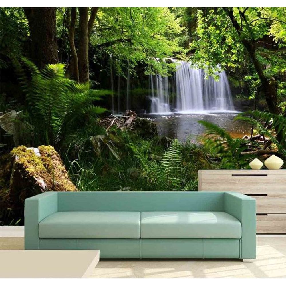 Papel Parede Painel Fotográfico Cachoeira 3D 3,75M² Na 067