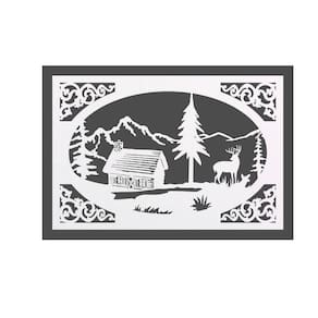 Quadro Decorativo Branco Mdf Casa Nas Montanhas 40X20Cm
