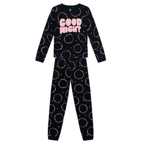 Pijama brilha no escuro infantil menina Brandili Preto