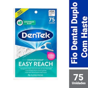 Fio Dental com Haste DenTek Floss Picks Complete Clean Easy Reach 75un