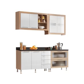 Cozinha Ditália Aspen com tampos Carv/Branco A58 Cozy