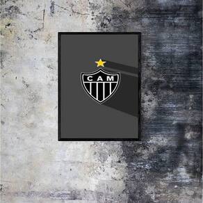 Quadro Decorativo Escudo Atlético Mg Fundo Cinza 34X23Cm Mol