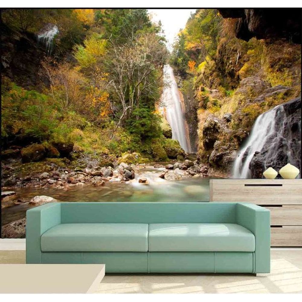 Papel Parede Painel Fotográfico Cachoeira 3D 3,75M² Na 041