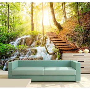 Papel Parede Painel Fotográfico Cachoeira 3D 3,75M² Na 082