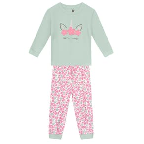 Pijama infantil menina de unicórnio Brandili Verde