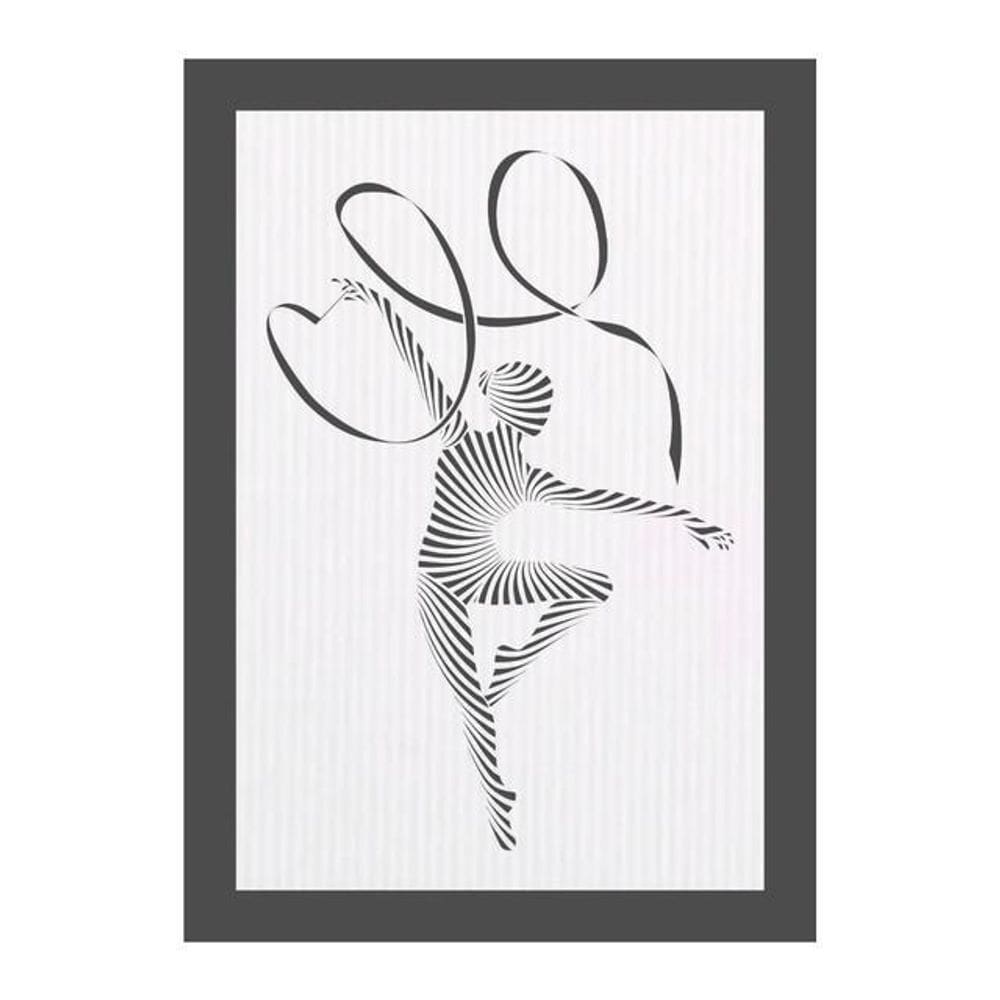 Quadro Decorativo Branco Mdf Bailarina 40X20Cm