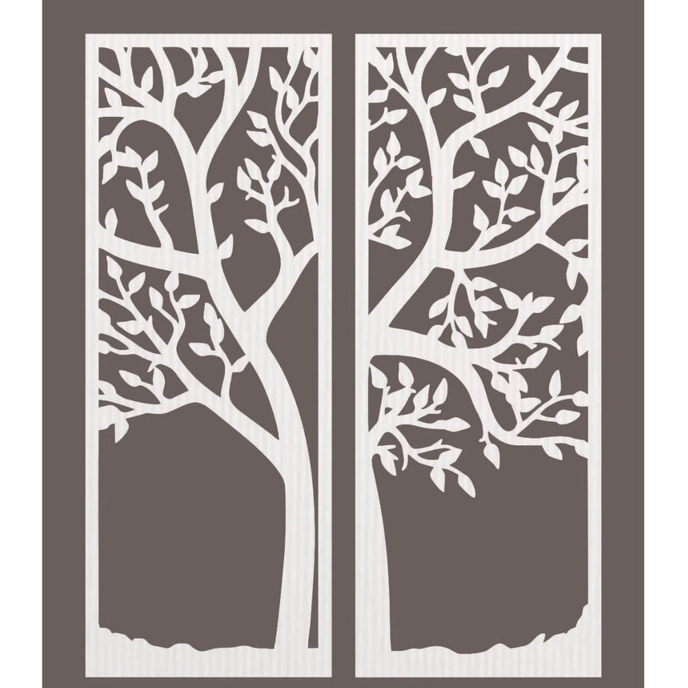 Quadro Decorativo Branco Mdf Árvore Com Folhas 40X20Cm