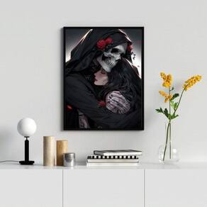 Quadro Decorativo Exu Caveira/Pombagira 33X24Cm Moldura Pret
