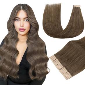 Extensões de cabelo DOORES Tape em humanos 45 cm, 50 g, 20 unidades, marrom acinzentado claro