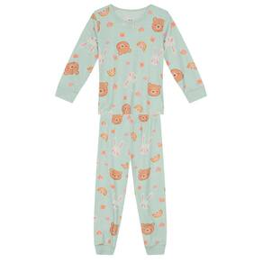 Pijama infantil menina de gatinho Brandili Verde