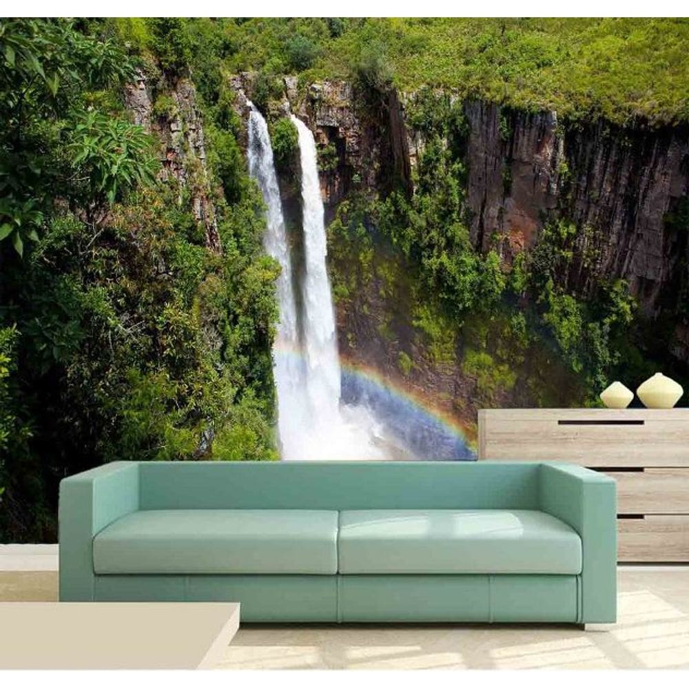 Papel Parede Painel Fotográfico Cachoeira 3D 3,75M² Na 059