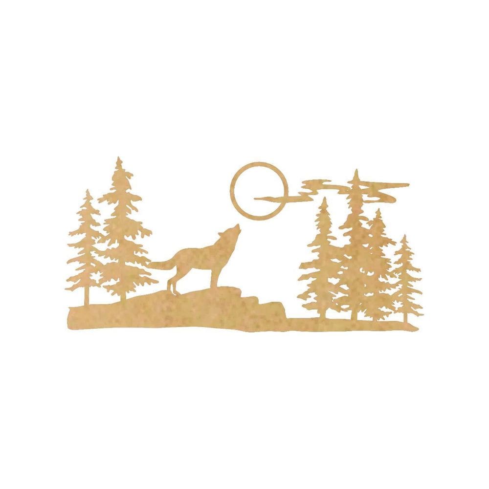 Quadro Decorativo Mdf Cru Lobo Nas Montanhas 40X20Cm