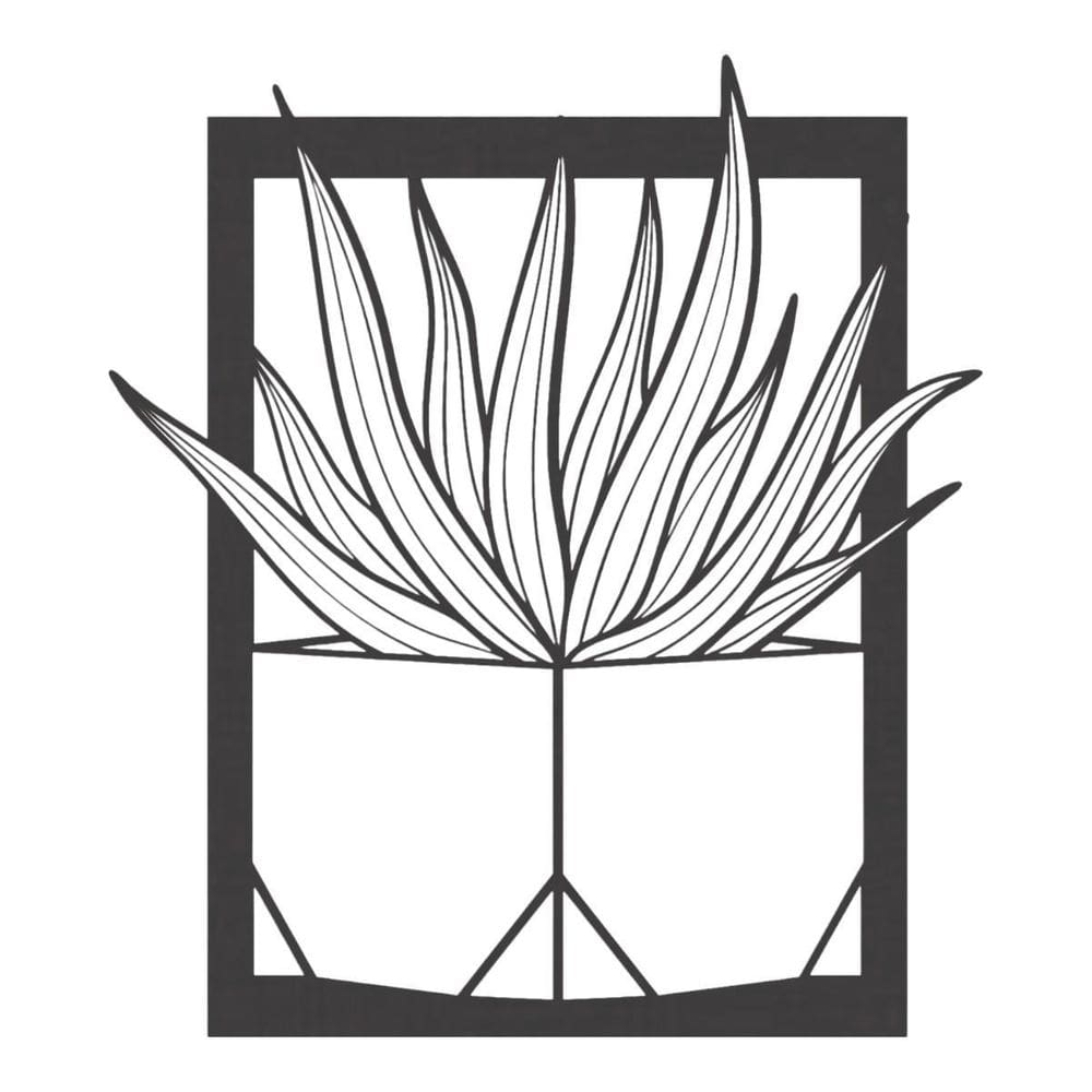 Quadro Decorativo Mdf Preto Moldura Suculentas 40X20Cm