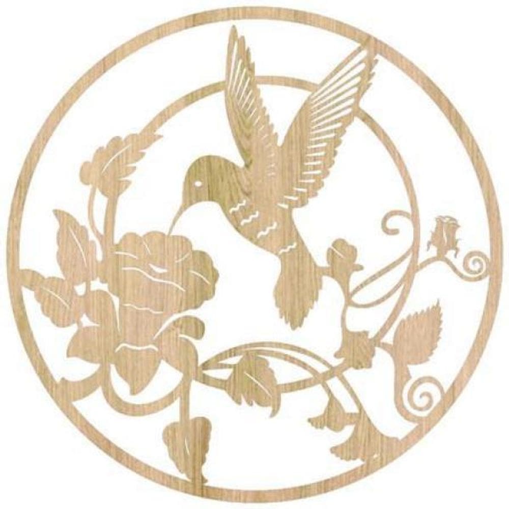 Quadro Decorativo Carvalho Branco Mdf Beija-Flor 40X20Cm