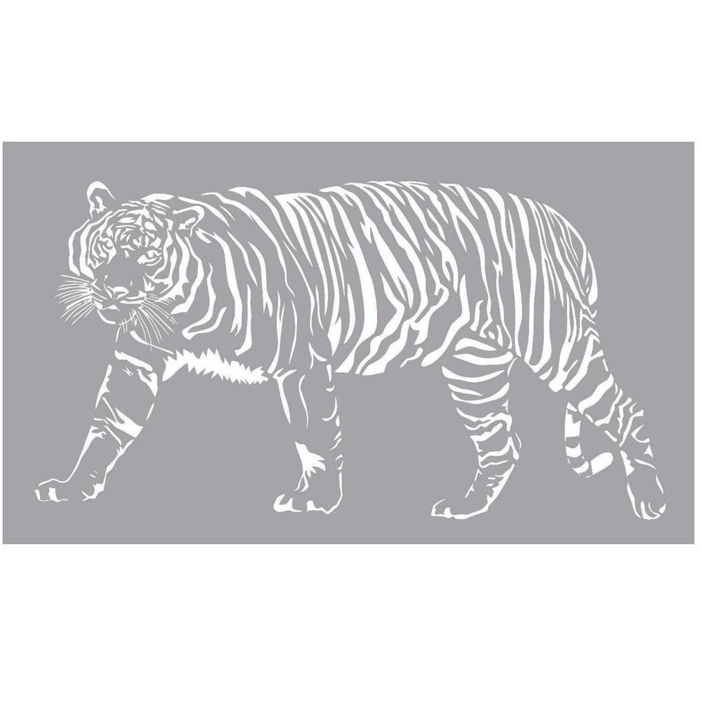 Quadro Decorativo Cinza Mdf Tigre 40X20Cm