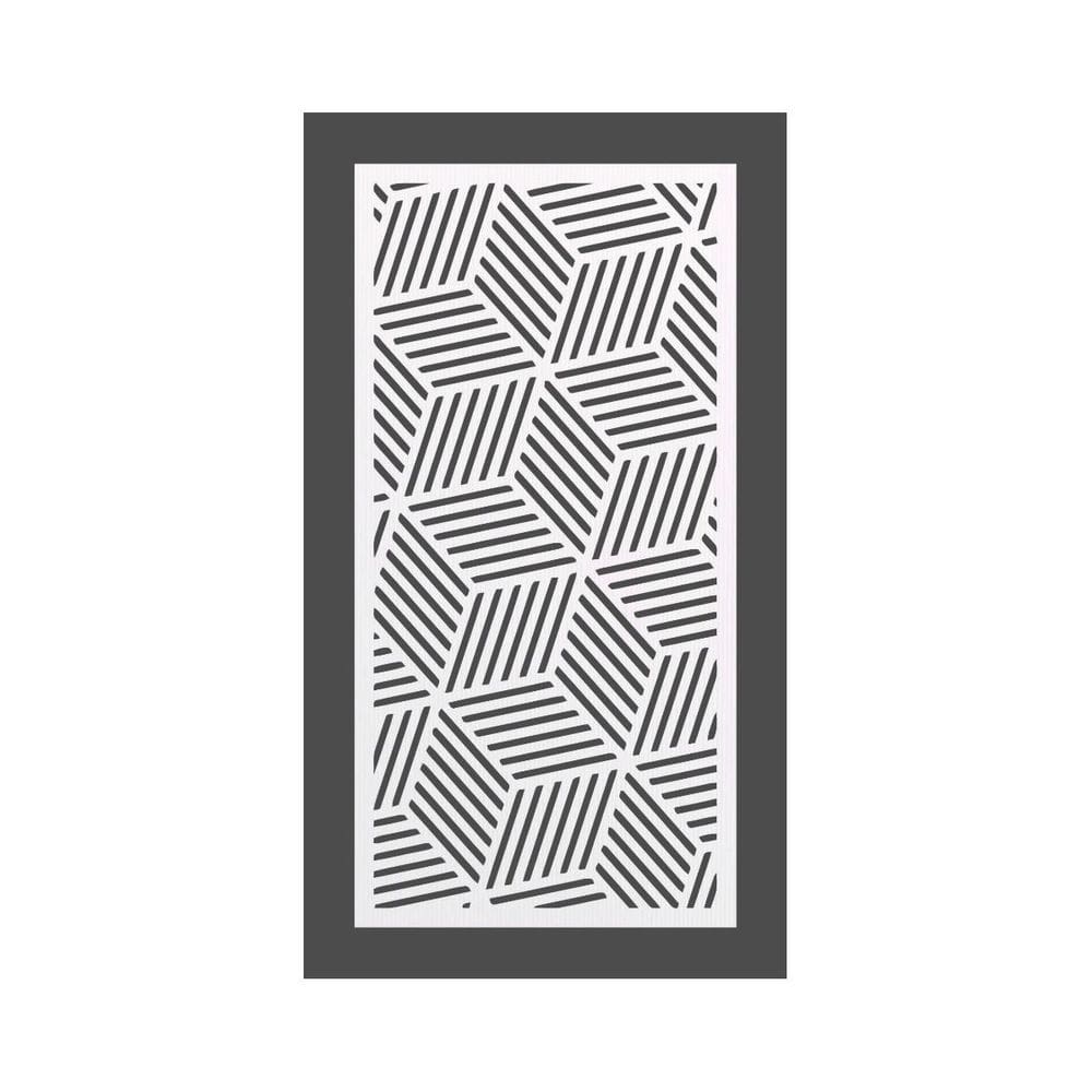 Quadro Decorativo Branco Mdf Cubos Abstratos 40X20Cm