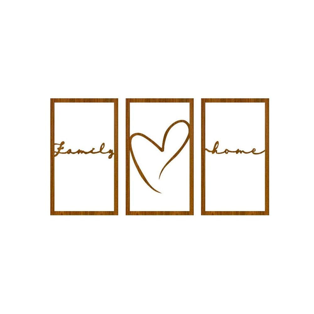 Quadro Decorativo Carvalho Mdf Trio Family Home 40X20Cm