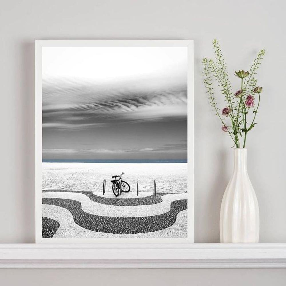 Quadro Rio Janeiro Bicicleta Copacabana 45X34Cm Vidro Mold