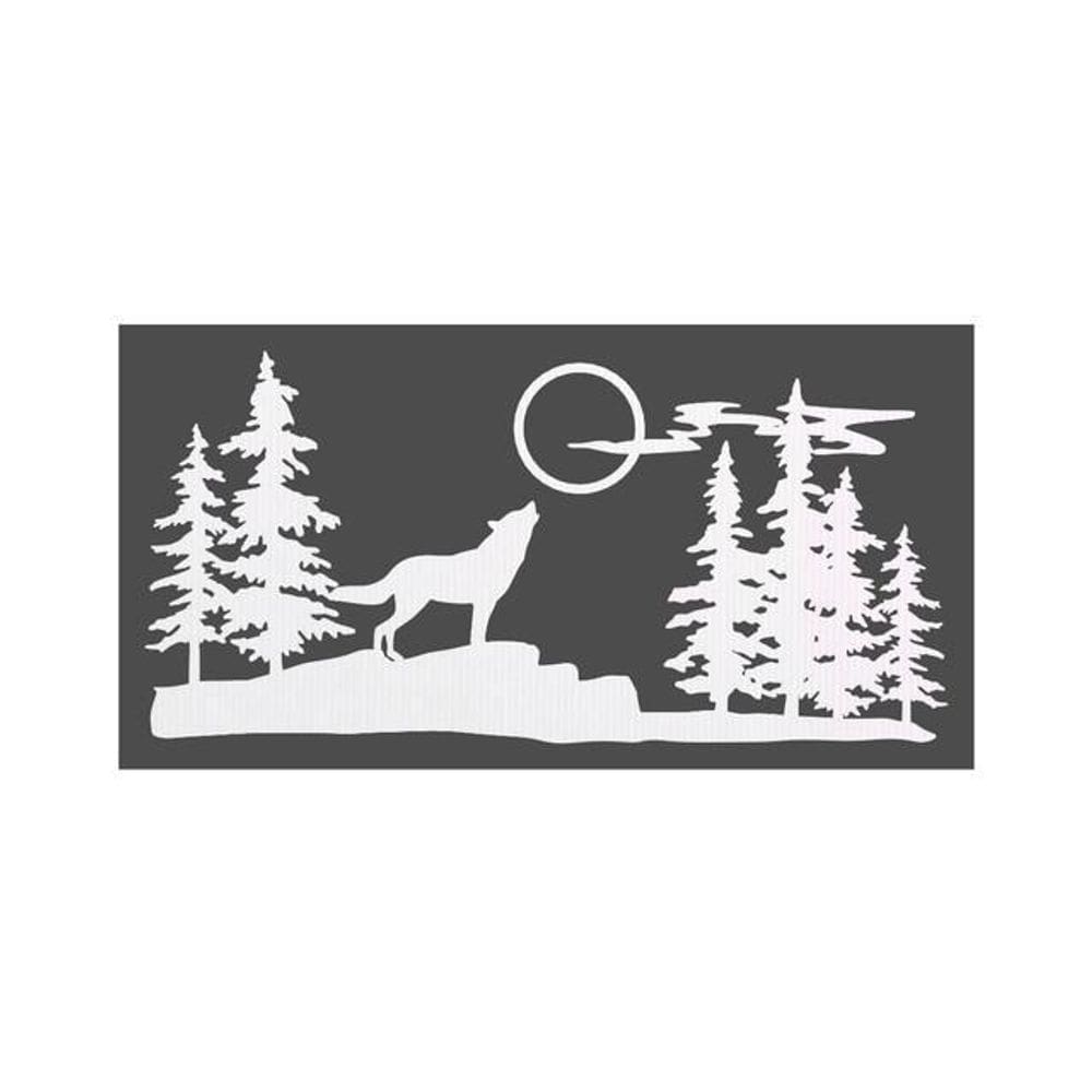 Quadro Decorativo Branco Mdf Lobo Nas Montanhas 40X20Cm