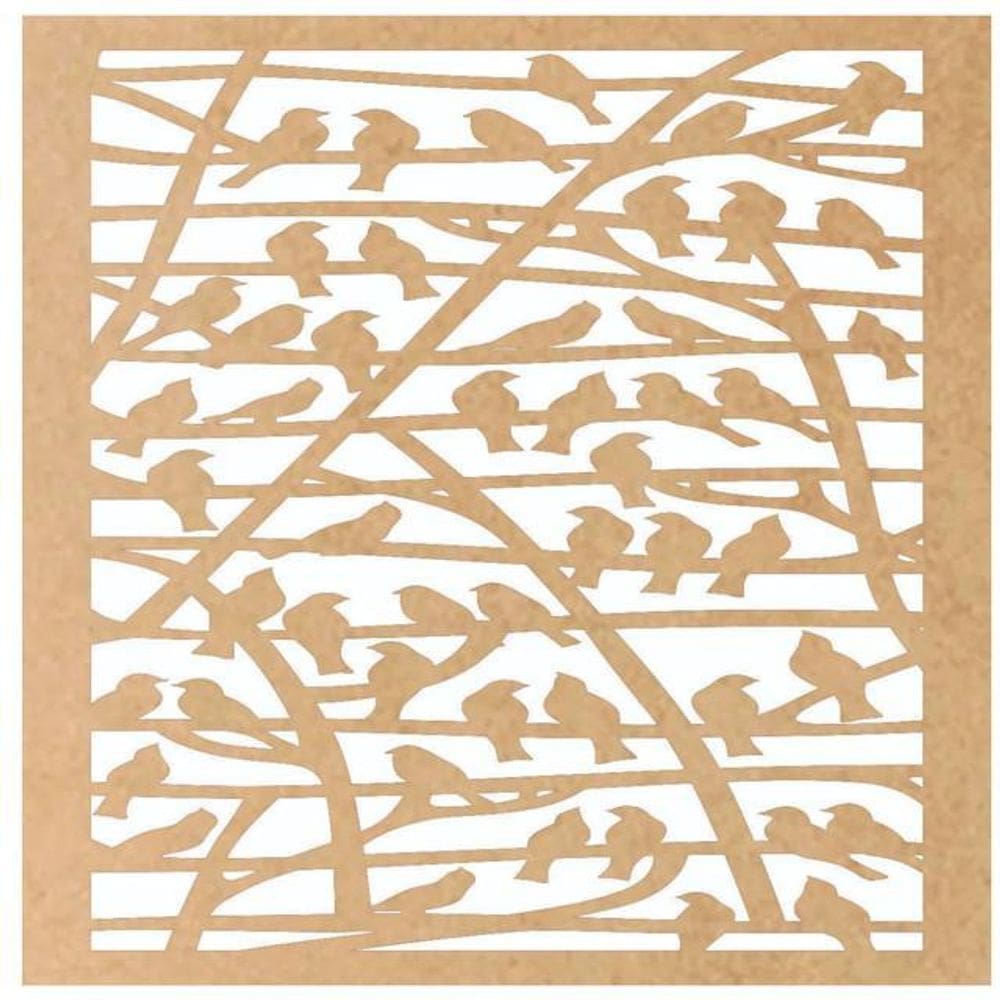 Quadro Decorativo Mdf Cru Passarinhos 40X20Cm