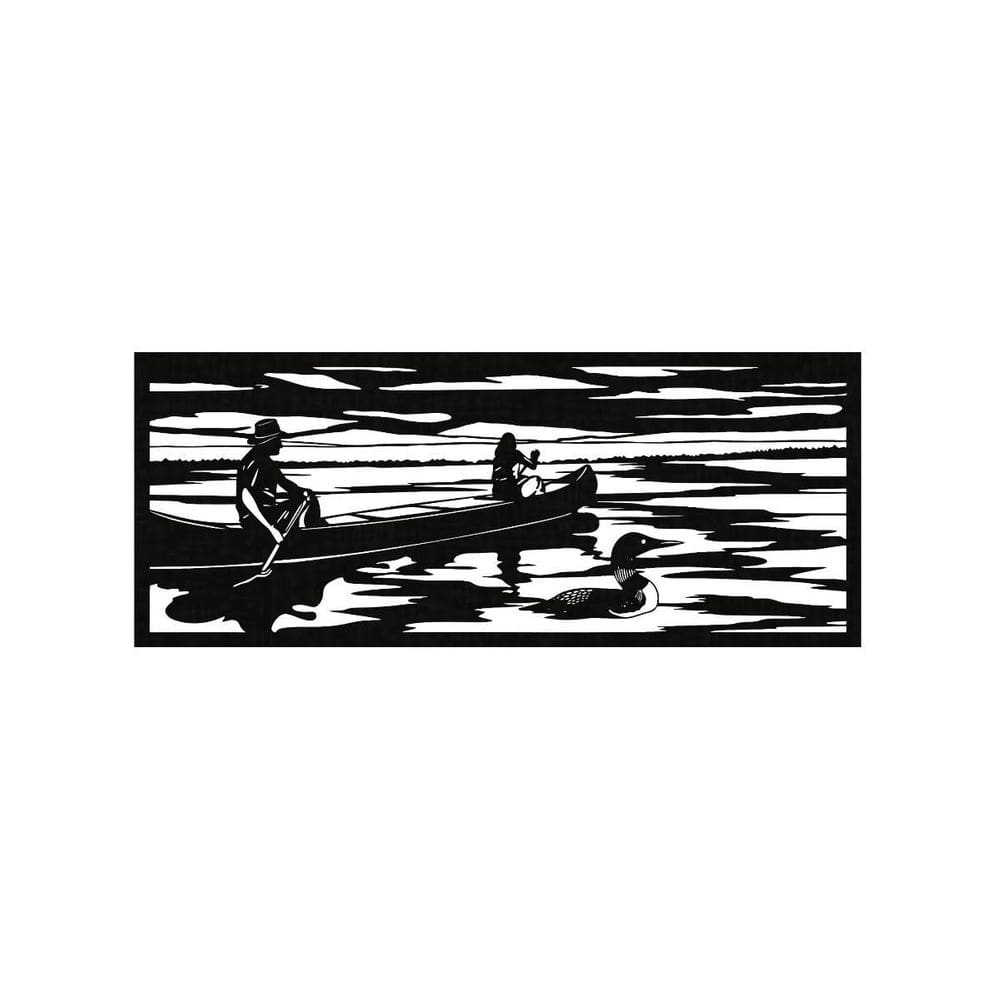 Quadro Decorativo Preto Mdf Barco Pescadores 40X20Cm
