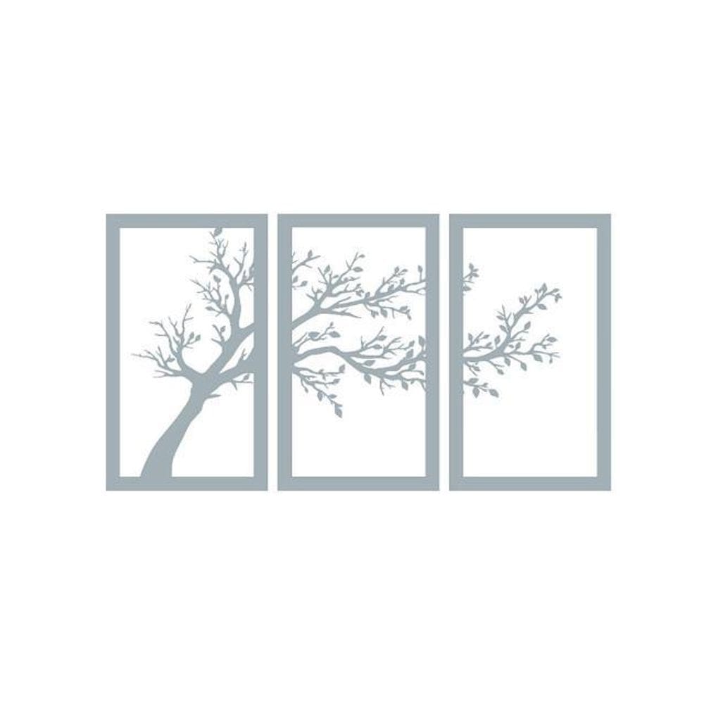 Quadro Decorativo Carvalho Cinza Mdf Arvore 40X20Cm