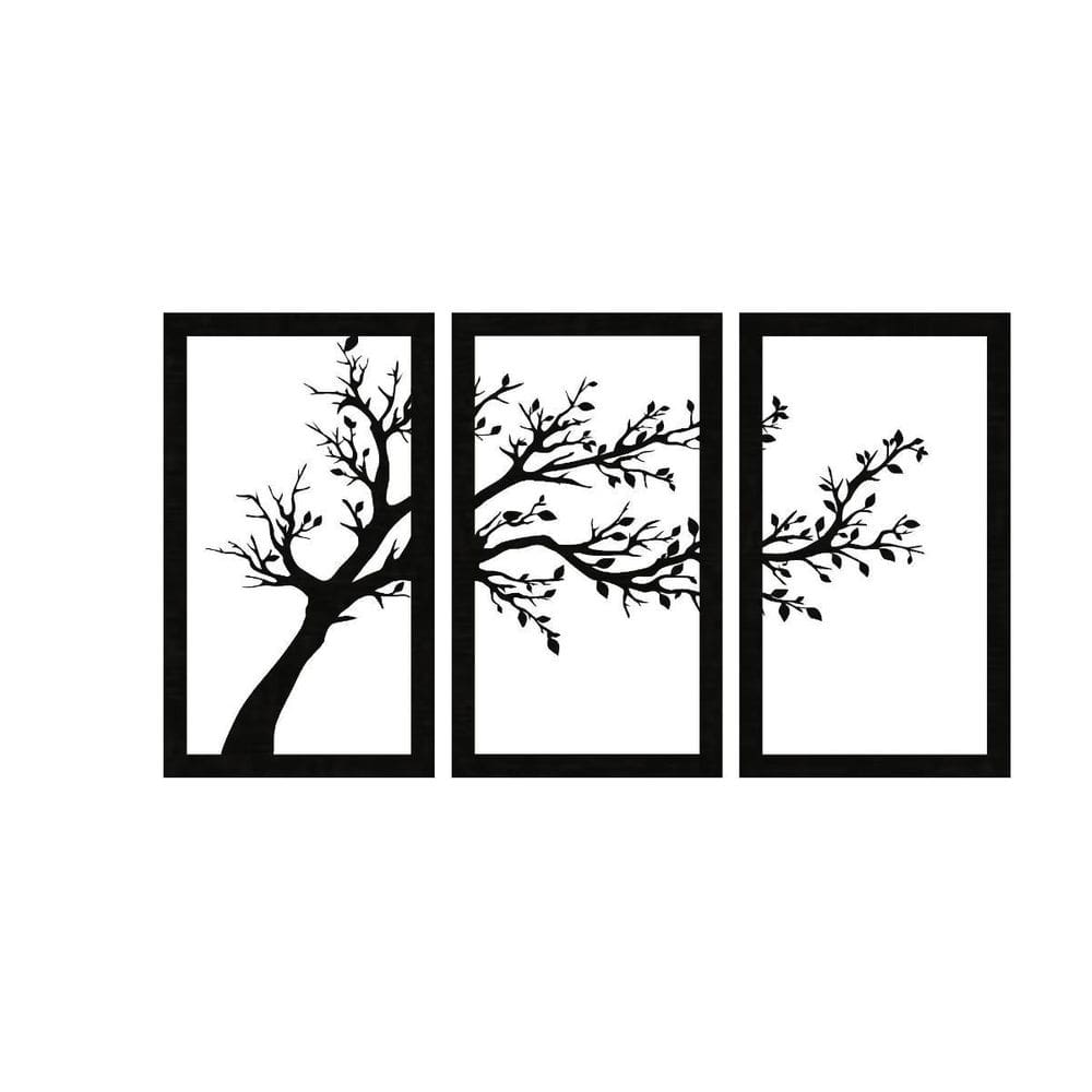 Quadro Decorativo Preto Mdf Arvore 40X20Cm