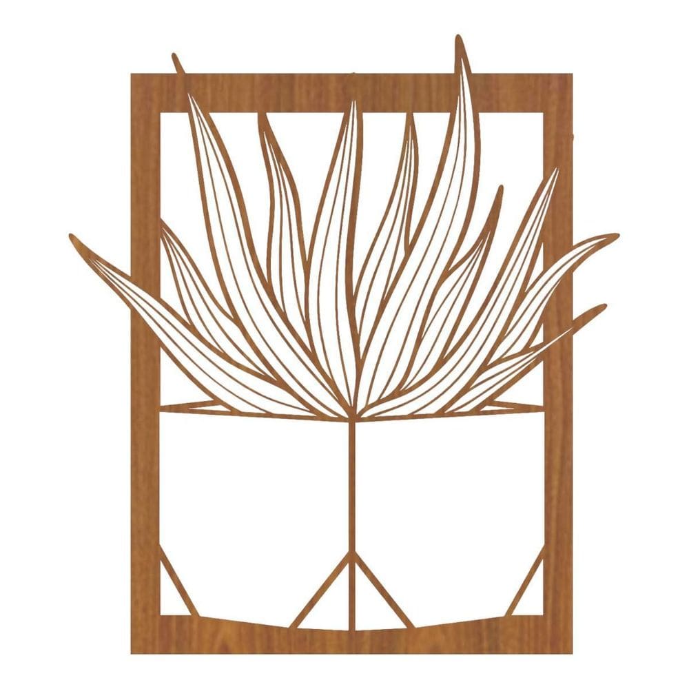 Quadro Decorativo Mdf Carvalho Moldura Suculentas 40X20Cm