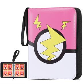 Encadernador de cartas FAMOMI, colecionador de cartas colecionáveis de 4 bolsos, rosa