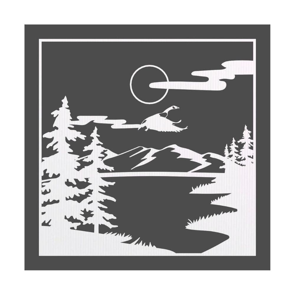 Quadro Decorativo Branco Mdf Arvore Nas Montanhas 40X20Cm