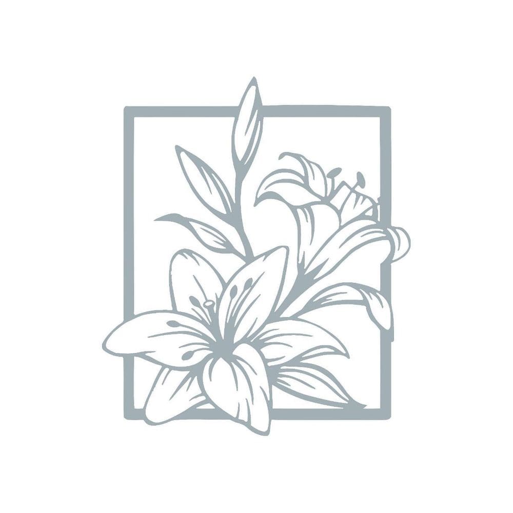 Quadro Decorativo Cinza Mdf Flor Lírios 40X20Cm