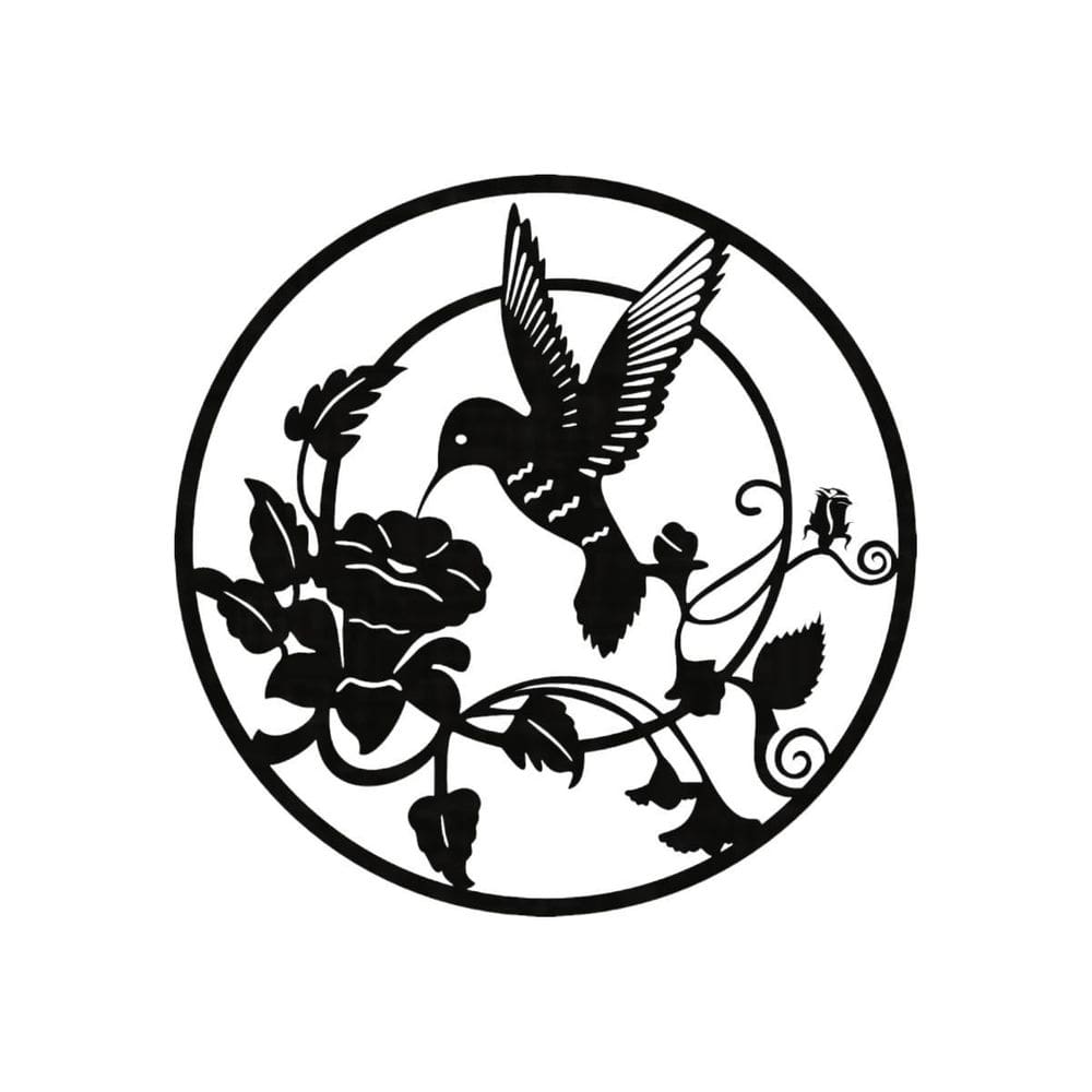 Quadro Decorativo Preto Mdf Beija-Flor 40X20Cm
