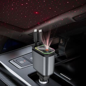 Carregador de carro Luienao Fast 69W USB-C com Starlight 4 em 1 2 USB