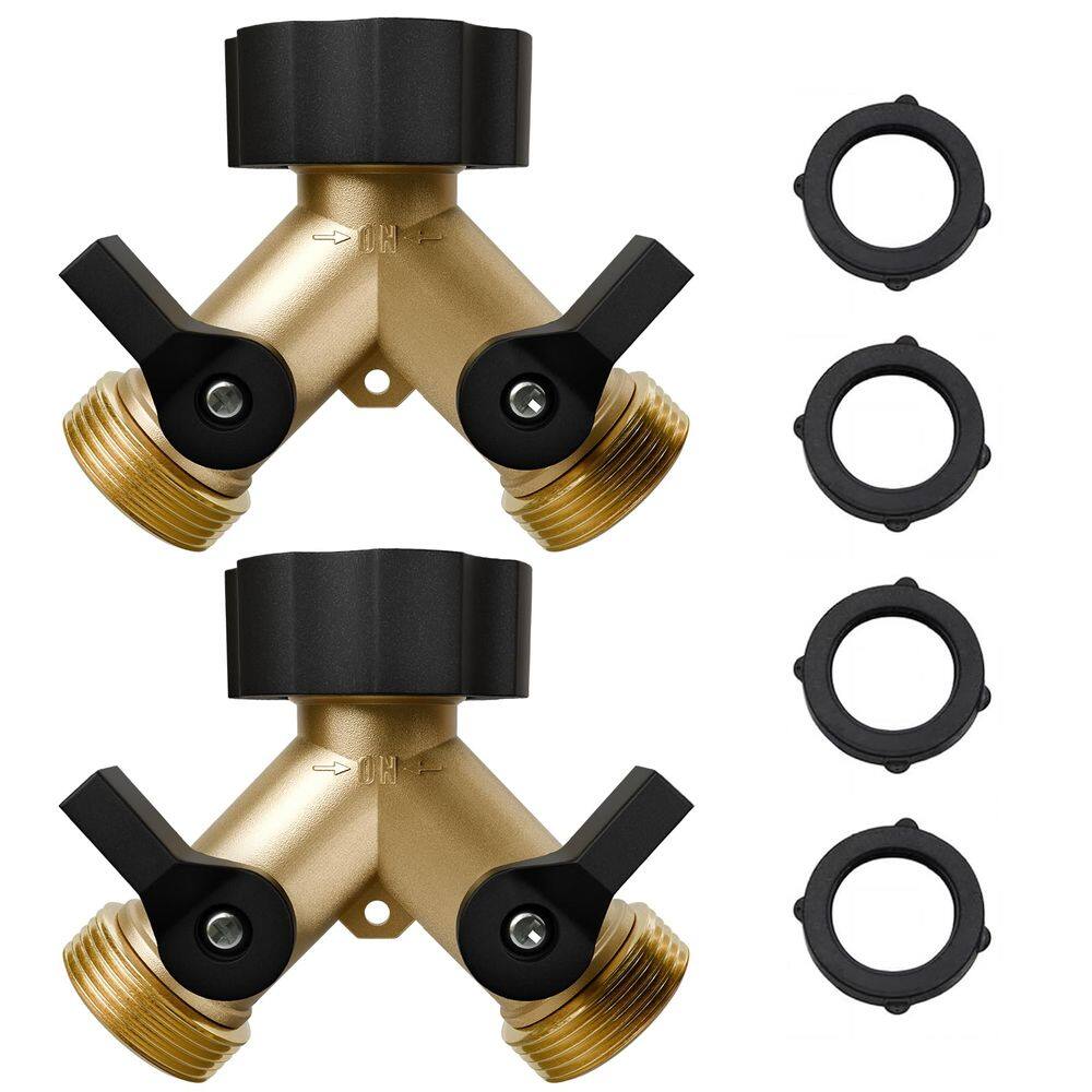 Divisor de mangueira de jardim ENNSOO, conector Y de 2 vias, latão, pacote com 2