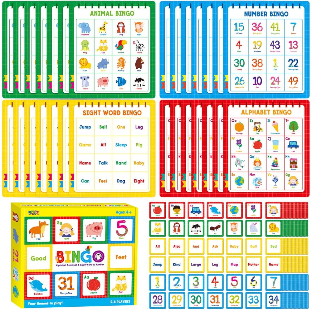 Jogo de bingo SpriteGru Alphabet Animal Sight Word Number Kids