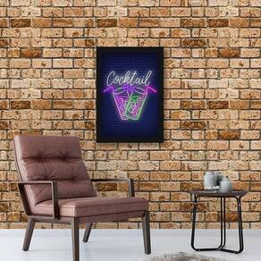 Quadro Decorativo Decorativo Cocktail Bar Simulando Neon 45X